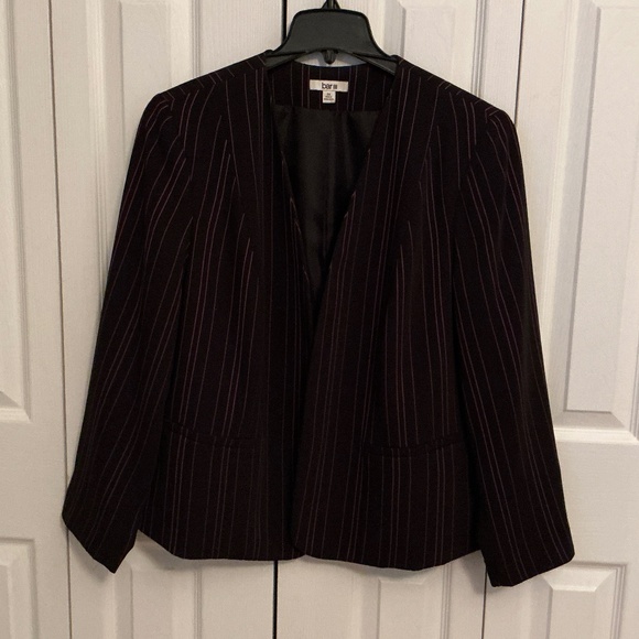 Bar III Women’s Black with Hot Pink Stripes Suit Jacket - Picture 1 of 6